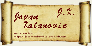 Jovan Kalanović vizit kartica